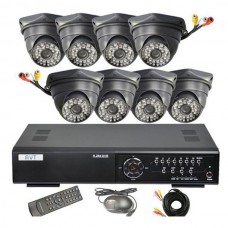 600TVL 48LED Audio Dome CCTV Cameras AVT618 8CH 1TB Network DVR Mobile Access System