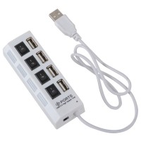 4-Port USB 2.0 Hub High Speed ON/OFF Sharing Switch For PC Laptop-White