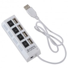 4-Port USB 2.0 Hub High Speed ON/OFF Sharing Switch For PC Laptop-White