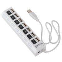 7-Port USB 2.0 Hub High Speed ON/OFF Sharing Switch For PC Laptop-White