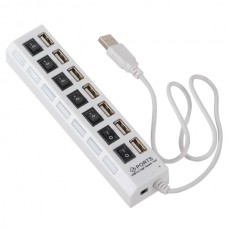 7-Port USB 2.0 Hub High Speed ON/OFF Sharing Switch For PC Laptop-White