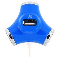 SSK 4 Ports USB Hub Hot Swapping Water Tube Shape SHU012 USB HUB-Blue