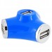 SSK 4 Ports USB Hub Hot Swapping Water Tube Shape SHU012 USB HUB-Blue