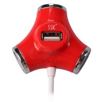 SSK 4 Ports USB Hub Hot Swapping Water Tube Shape SHU012 USB HUB-Red