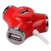 SSK 4 Ports USB Hub Hot Swapping Water Tube Shape SHU012 USB HUB-Red