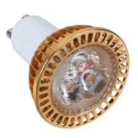 Golden 3W 3 LEDs GU10 White Led Light Lamp Spot Light Bulb 270-300lm