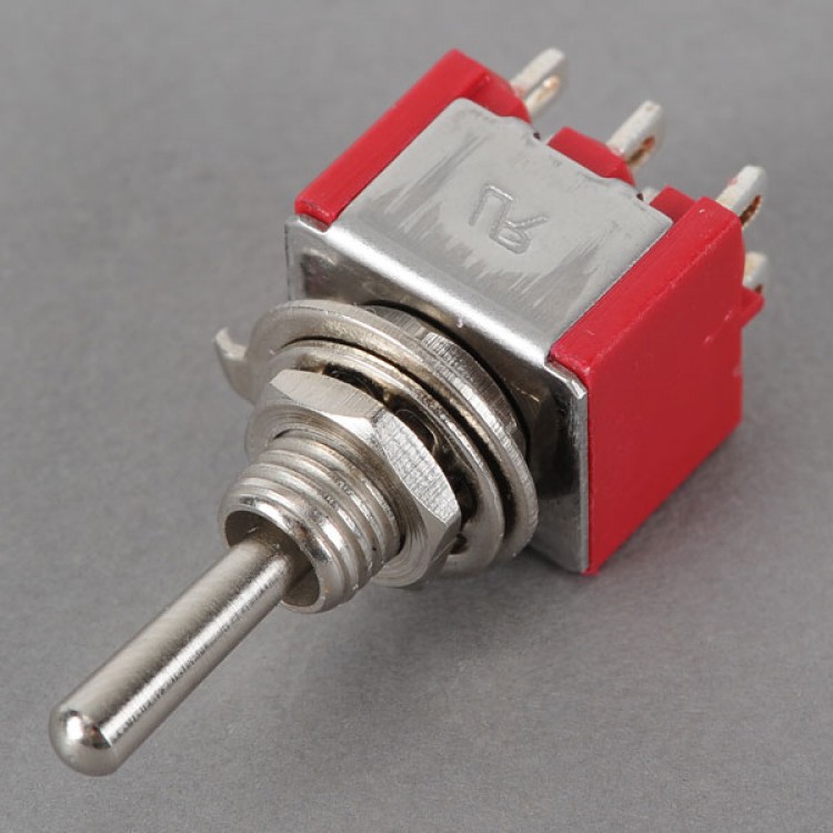 5PCS Chrome DPDT 3Way Guitar Toggle ON Off ON SwitchesRed Free