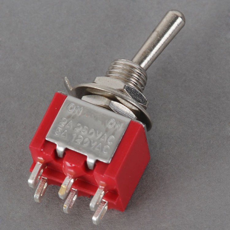 5PCS Chrome DPDT 2Way Guitar Pickup Toggle ON ON SwitchesRed Free