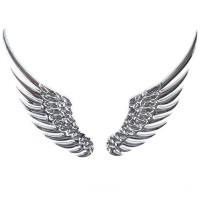 Wing Shaped Alloy Car Sticker Car Decoration Sticker Silver