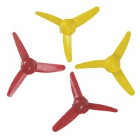 2 Pairs 7.5x1.2x0.2cm 3 Blade CW CCW Propellers for Mini QuadCopter-Yellow&Red