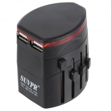 Stu-02 World Travel AC/DC Adapter Dual USB Charger 100V-240V