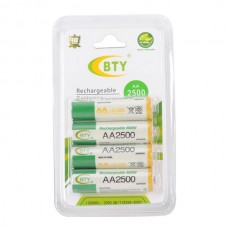 BTY 2500mAh AA Ni-MH Rechargeable Battery Battries Set 4-pack