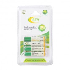 BTY 1350mAh AAA Ni-MH Rechargeable Batteries 4-Pack