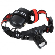 Retractable 1-LED White Light Zoom Headlight Head Lamp- Black