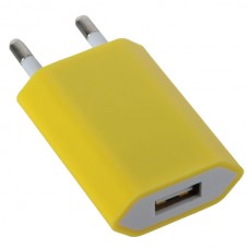 EU Standard AC Travel Charger Power Adapter with USB Port-Yellow