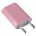 EU Standard AC Travel Charger Power Adapter with USB Port-Pink