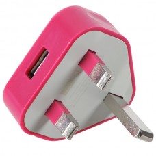BS British Standard AC Power Travel Adapter Plug with USB Port-Rose Red