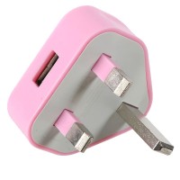 BS British Standard AC Power Travel Adapter Plug with USB Port-Pink