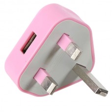 BS British Standard AC Power Travel Adapter Plug with USB Port-Pink