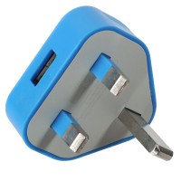 BS British Standard AC Power Travel Adapter Plug with USB Port-Blue