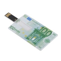 Euro Cash 100 Design Credit Card Sized USB Flash Driver -2GB