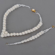 White Pearl Necklace Bracelets Set Elegant Jewelry