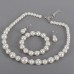 White Pearl Necklace Bracelets Earrings Set Jewelry