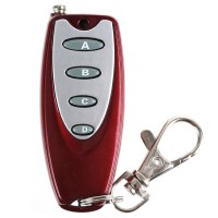 Universal Wireless 4 Buttons Metal Remote Controller with Keychain Key Ring Red