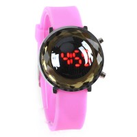 Jelly Digital Mirror Unisex Silicone Sports Candy LED Watches - Pink