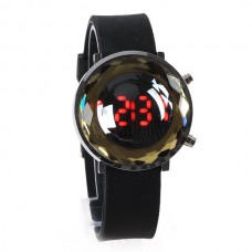 Jelly Digital Mirror Unisex Silicone Sports Candy LED Watches - Black