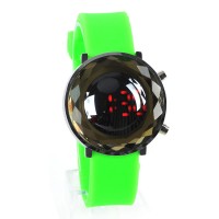 Jelly Digital Mirror Unisex Silicone Sports Candy LED Watches - Green