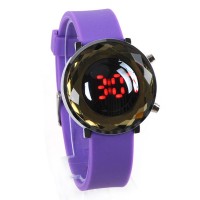 Jelly Digital Mirror Unisex Silicone Sports Candy LED Watches - Purple