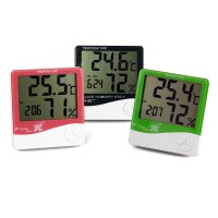 Digital LCD Temperature & Humidity Meter with Clock HTC-1 H596