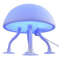 Cute Soft Rubber Jellyfish Style USB Powered White Blue Light Desktop Lamp Special Gift