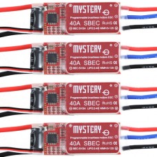 Mystery 40A UBEC Brushless ESC 5V/3A BEC Programable Speed Controller for RC Airplane 4-Pack