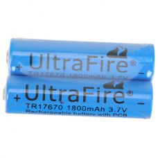 Ultrafire Rechargeable 17670 3.7v 1800 mAh Battery x2