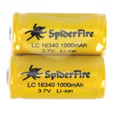 SpiderFire 3.7V 1000mAh 16340 Protected Battery x2