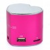 DY-18 Heart Style Mini Rechargeable MP3 Player Speaker  FM Radio USB Red