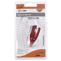 MC Saite Optical Mouse with Retractable Cable Red and Silver