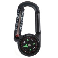 Carabiner Pocket Travel Keychain Compass with Thermometer