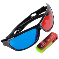 Red Blue 3D VISION Glasses + USB Worldwide TV Stick