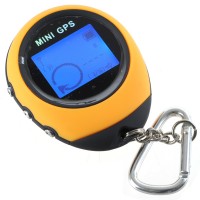 USB Rechargeable 1.4" LCD 65-Channel Mini GPS Receiver with Carabiner (WAAS/EGNOS)