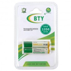 BTY Rechargeable 1.2V 1350mAh Ni-MH AAA Battery 2-Packs