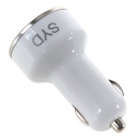 Double USB Car Cigarette Powered Charger adapter - White (DC12~24V)