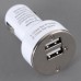 Double USB Car Cigarette Powered Charger adapter - White (DC12~24V)