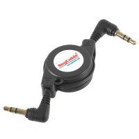 3.5mm Retractable Stereo Audio Extension Cable Male to Male 65cm Black