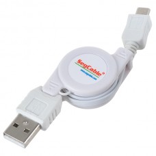 USB 2.0 to Micro 5 Pin Retractable Extension Cable for SAMSUNG White