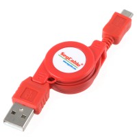USB 2.0 to Micro 5 Pin Retractable Extension Cable for SAMSUNG Red