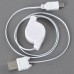 USB 2.0 to Mini 5 Pin Retractable Cable for MP3 Camera Cellphone White
