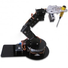 AS-6DOF Aluminium Robotic Arm Metal Arduino Robot Teaching Platform - Black